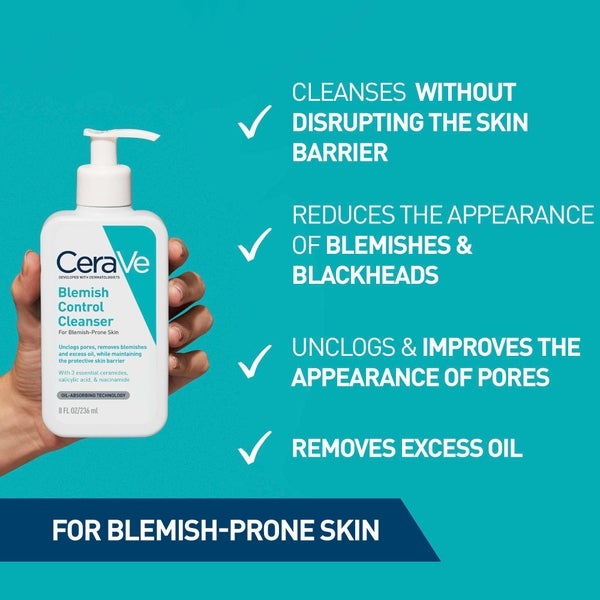 CeraVe Blemish Control Face Cleanser with 2% Salicylic Acid & Niacinamide for Blemish-Prone Skin 236ml Große Rabatte
