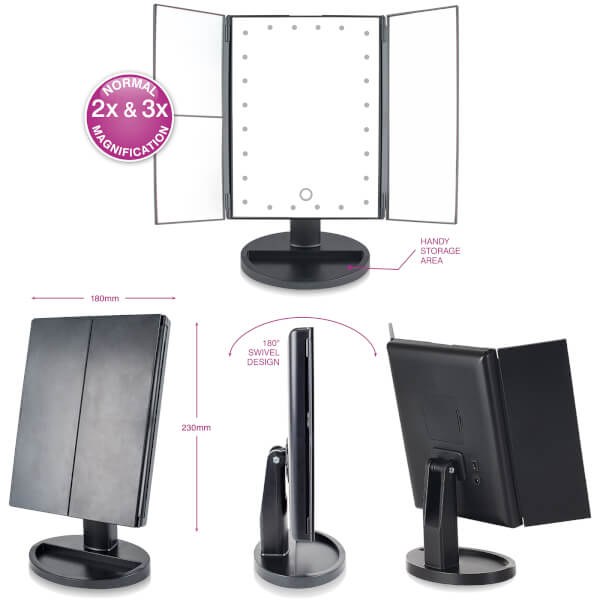 Rio 24 LED Touch dimmbarer Kosmetikspiegel mit 2-fach- & 3-fach- Vergrößerung 50% Rabatt für begrenzte Zeit