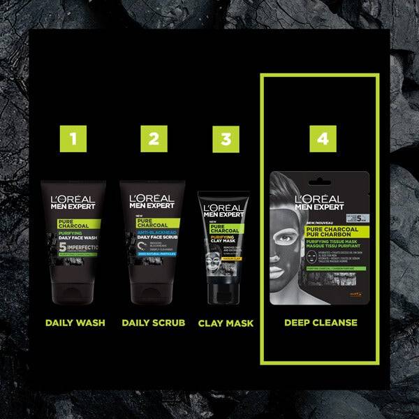 L'Oréal Paris Men Expert Pure Charcoal Purifying Tissue Mask 30g Limitierter Zeitrabatt