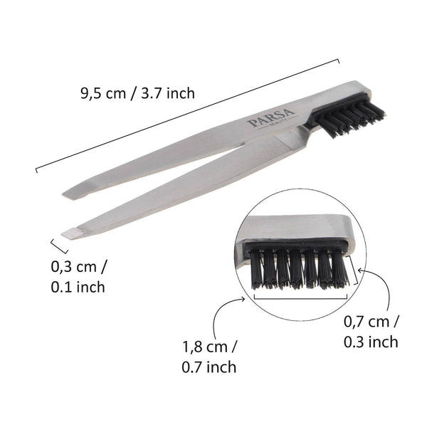 Parsa Beauty PARSA Beauty Pinzette mit Augenbrauenbürstchen, 2in1 Große Rabatte