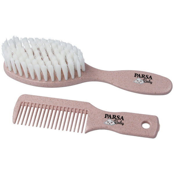 Parsa Beauty PARSA Baby Pflegeset, Bürste und Kamm, Rosa Letzter Tag