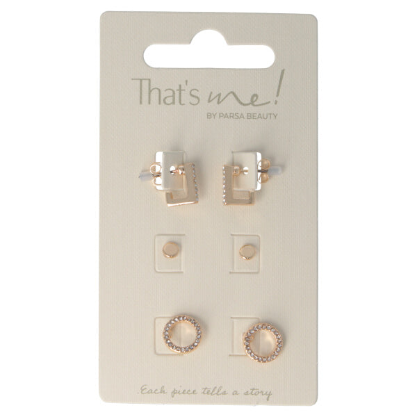 Parsa Beauty That's me by PARSA Beauty Ohrstecker-Set in Gold mit rechteckigen Huggies, Plättchen und Kreisen Angebote
