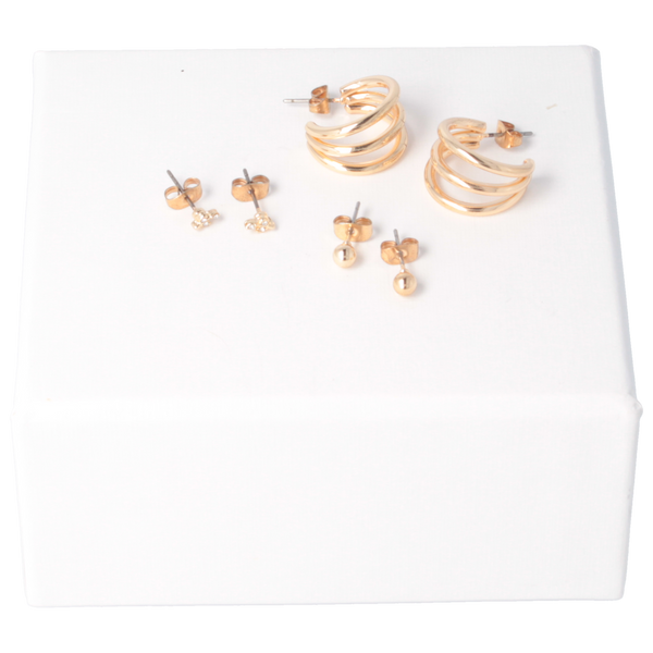 Parsa Beauty That's me by PARSA Beauty Ohrstecker-Set in Gold mit Creolen-, Blüten- und Kugelsteckern im Angebot