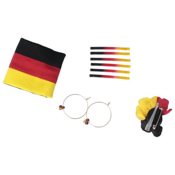 Parsa Beauty PARSA Beauty Deutschland Fanartikel Set Blüten-Haarclip, Bobbypins, Creolen und Schweißband für EM und WM Begrenzt auf 3 Tage