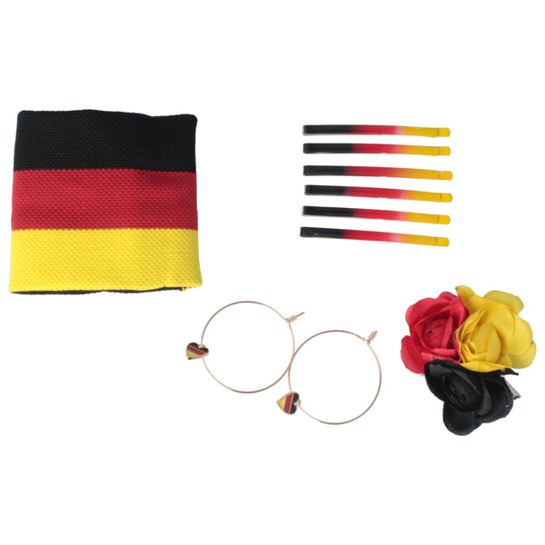 Parsa Beauty PARSA Beauty Deutschland Fanartikel Set Blüten-Haarclip, Bobbypins, Creolen und Schweißband für EM und WM Begrenzt auf 3 Tage