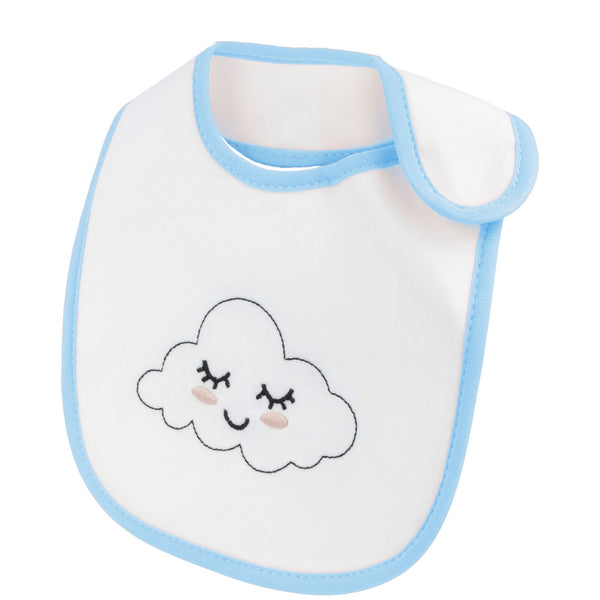 Parsa Beauty PARSA Baby Lätzchen mit Klettverschluss wasserdicht in weiß mit blauem Bündchen Lagerräumung