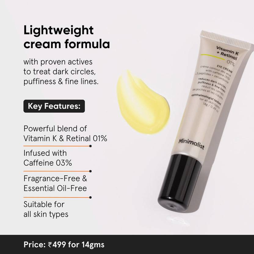 Minimalist Vitamin K + Retinal 01% Eye Cream (14g) Günstig kaufen