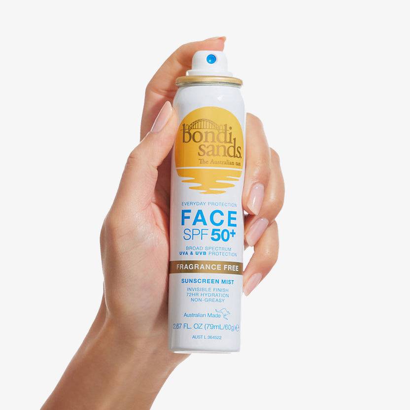 Bondi Sands SPF 50+ Fragrance Free Sunscreen Face Mist (60g) Sonderangebot der Fabrik