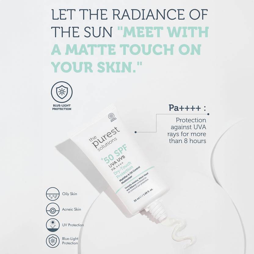 The Purest Solutions 50+ SPF UVA/UVB Dry-Touch Protection Mattifier & Oil Control Moisturizer Sunscreen (50ml) Kostenlose Rückgabe