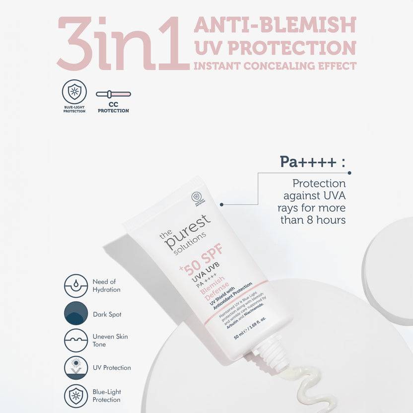 The Purest Solutions 50+ SPF UVA/UVB Blemish Defense Tinted Antioxidant Protection Suncreen (50ml) Begrenzte Freigabe