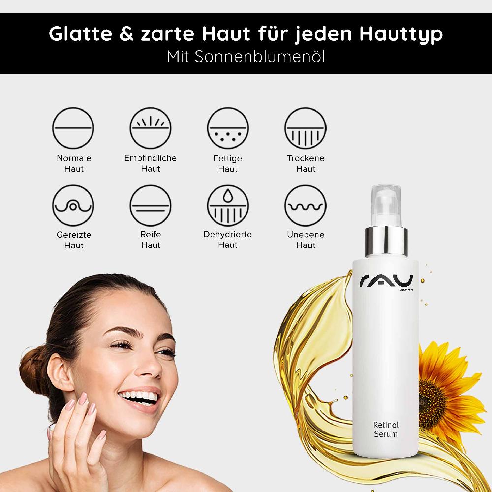 Rau Cosmetics Retinol Serum 100 ml - Vitamin A Serum für trockene und reife Haut Super Rabatt