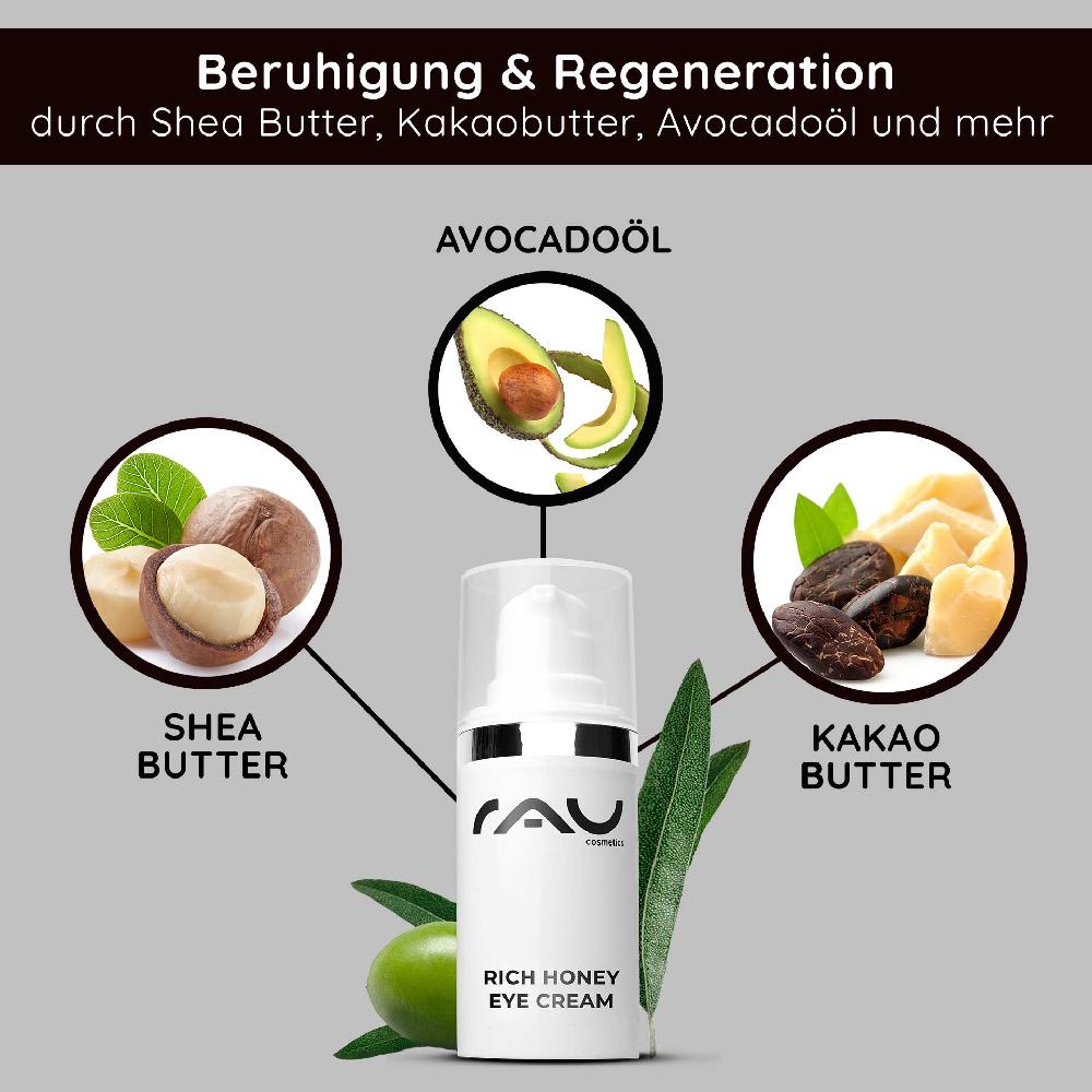 Rau Cosmetics Rich Honey Eye Cream 15 ml Reichhaltige Augencreme 50% Rabatt mit kostenlosem Versand