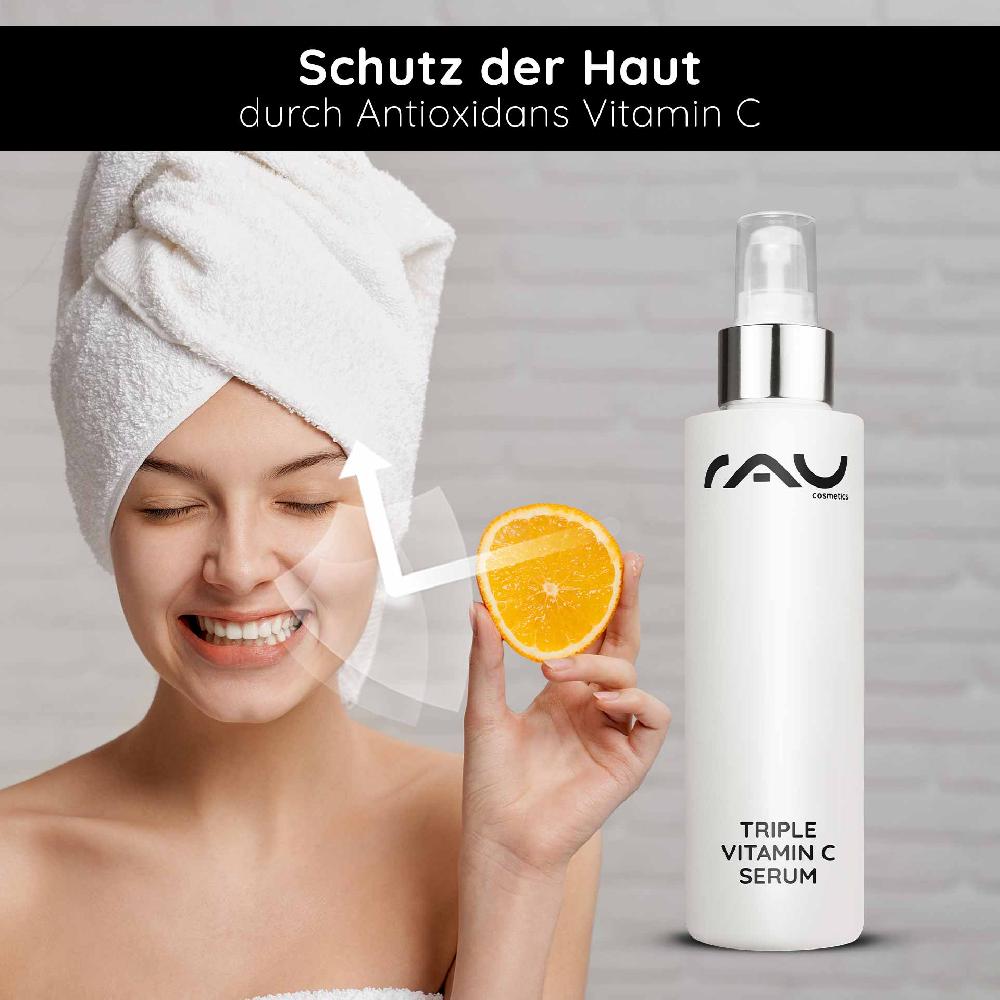 Rau Cosmetics Triple Vitamin C Serum 100 ml mit 11 % Vitamin C Säuren Begrenzt auf 3 Tage