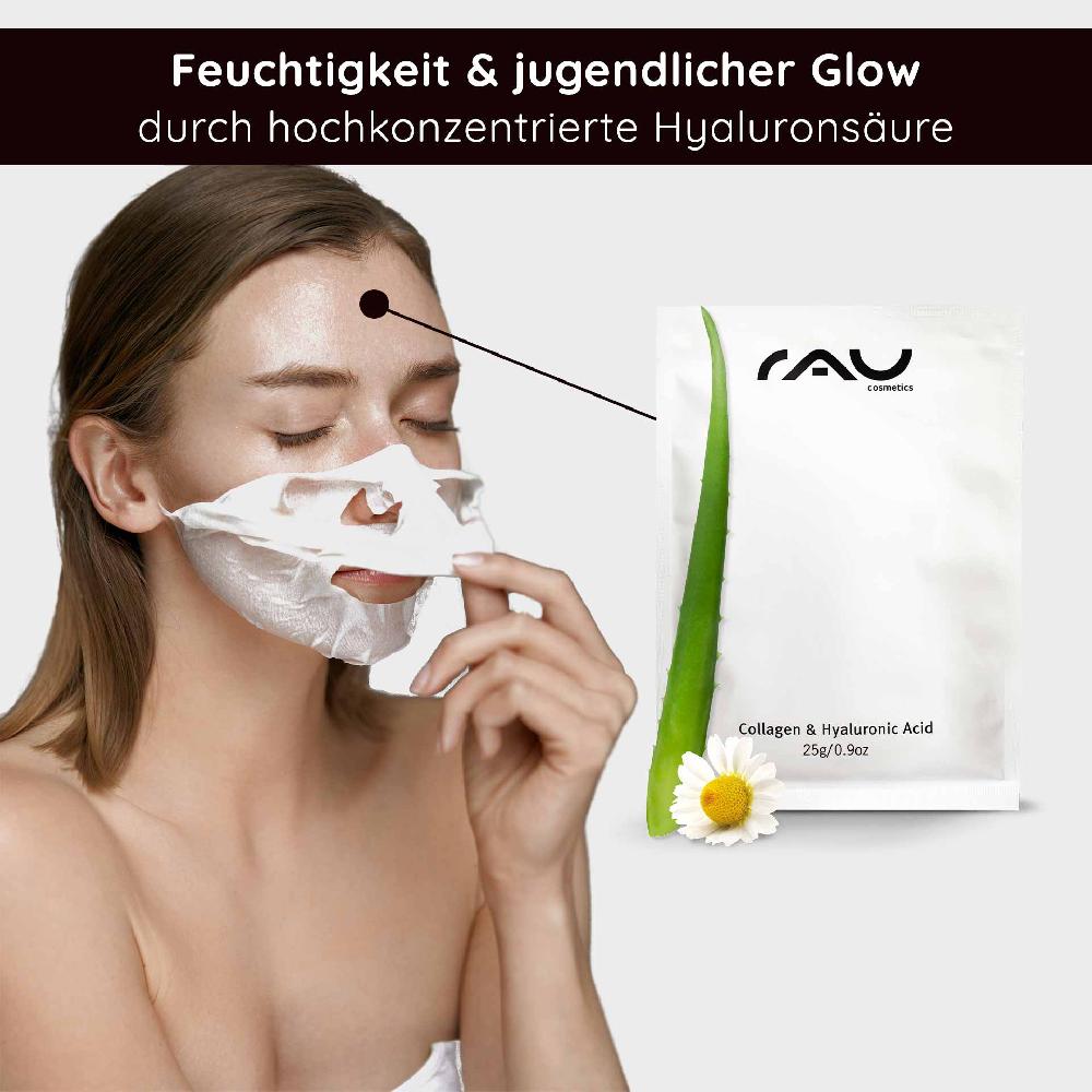 Rau Cosmetics Collagen & Hyaluronic Acid Mask Vliesmaske - 10er Pack Großer Ausverkauf