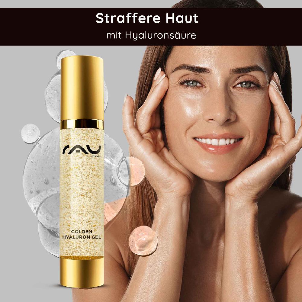 Rau Cosmetics Golden Hyaluron Gel 50 ml Anti-Aging-Gel mit 23kt Gold Begrenztes Angebot