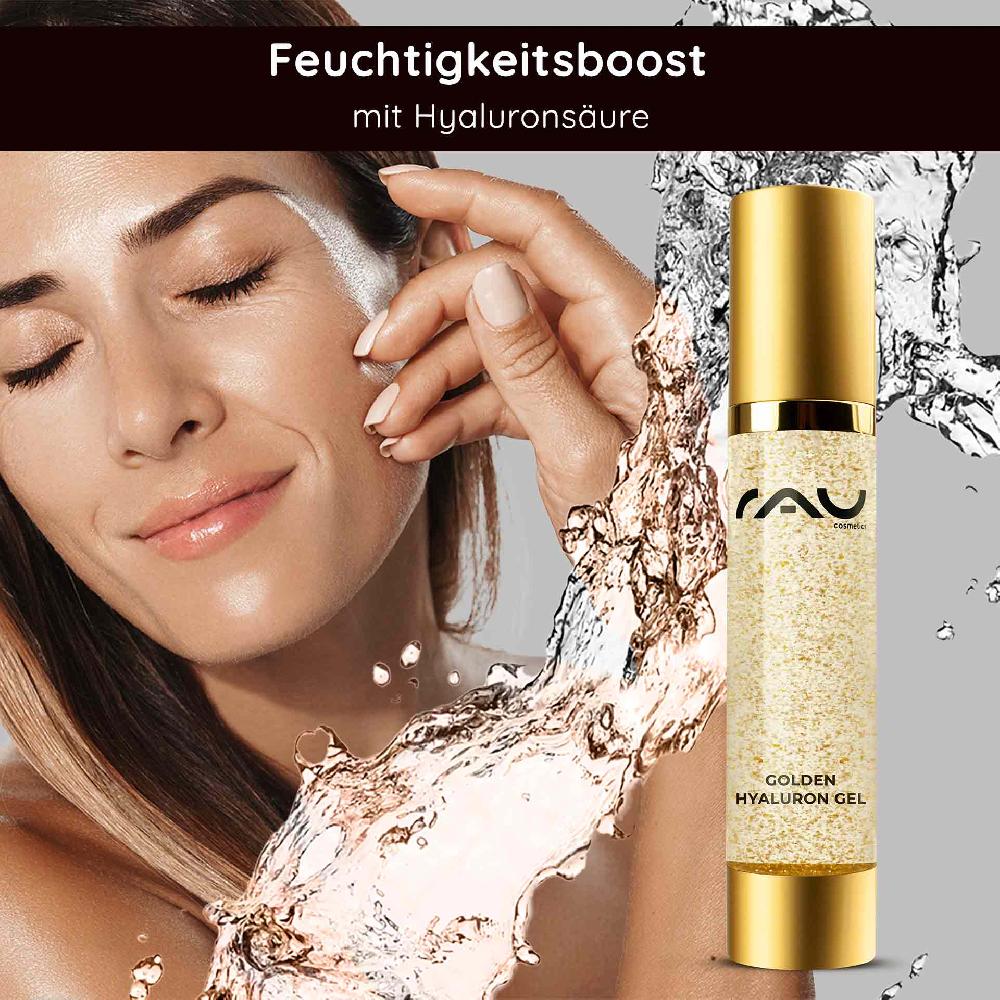 Rau Cosmetics Golden Hyaluron Gel 50 ml Anti-Aging-Gel mit 23kt Gold Begrenztes Angebot