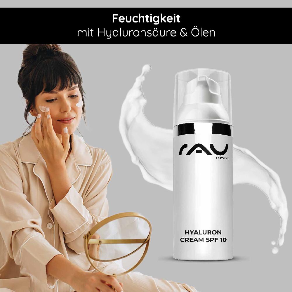 Rau Cosmetics Hyaluron Cream SPF10 50 ml Gesichtscreme mit UV-Schutz für trockene Haut Preisnachlass