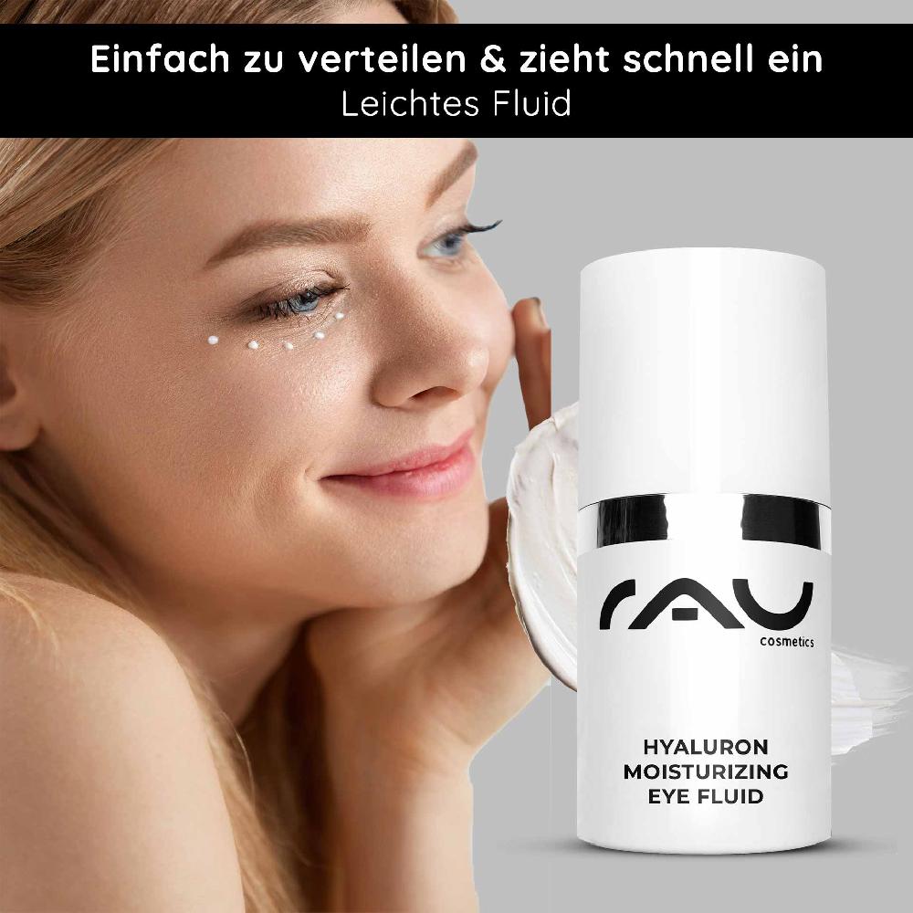 Rau Cosmetics Hyaluron Moisturizing Eye Fluid 15 ml Feuchtigkeitsgel ideal bei trockener Haut Black Friday