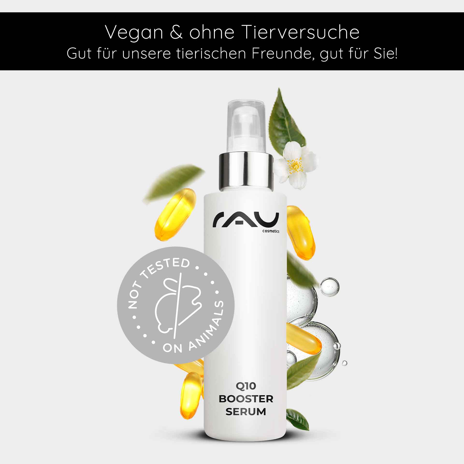 Rau Cosmetics Q10 Booster Serum 100 ml - mit Hyaluron Q10 & Lecithin Vierteljährliche Förderung