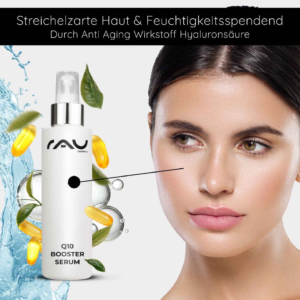 Rau Cosmetics Q10 Booster Serum 100 ml - mit Hyaluron Q10 & Lecithin Vierteljährliche Förderung