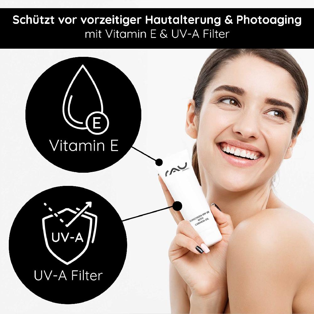 Rau Cosmetics Sunscreen SPF 50 with Bio-Karanja Öl 75 ml - Sonnenschutz Riesige Rabatte